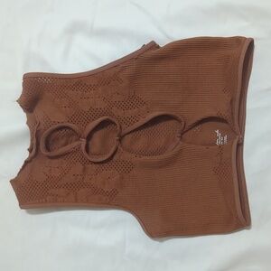 NWT Out From Under Sleeveless Cutout Top, Color Brown Size XS/S